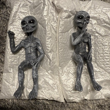 Listing image for 2x Grey Alien Figurines Set Sci-Fi Collectible Figure Statues (2 pcs)