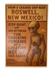 Listing image for Roswell New Mexico Alien Crash Vintage Sci Fi UFO Warning Poster
