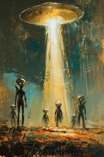 Listing image for ALIEN UFO FLYING SAUCER CANVAS PICTURE PRINT WALL ART