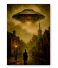 Listing image for UFO Art Print Victorian Alien Invasion Encounter War of Worlds Style Wall Decor