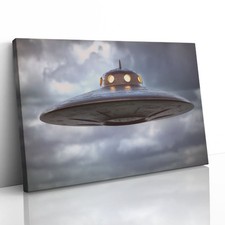 Listing image for Antique UFO Flying Saucer Canvas Framed Print Picture Wall Art