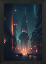 Listing image for Science Fiction City Framed Wall Art Poster Canvas Print Picture