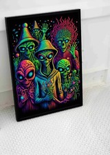 Listing image for TRIPPY PSYCHEDELIC ALIEN INVASION POSTER ZOMBIE DRAGON WALL ART PRINT A3 A4 SIZE