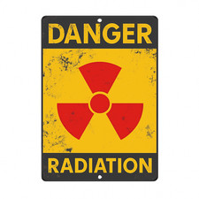 Listing image for Danger Radiation – Alien/UFO Area 51 Warning Tin Metal Sign – Garage Man Cave Ar