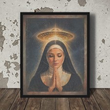 Listing image for Vintage UFO GOD Disclosure Wall Art, Nun Alien Jesus Poster, UAP Christian Decor