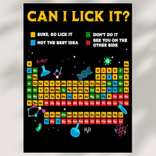 Listing image for Funny Science Poster Can I Lick It Periodic Table Print Chemistry Wall Art Nerd