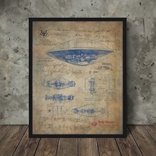 Listing image for Vintage RAYTHEON UFO BLUEPRINT Wall Art, NHI Alien Physics Classified UAP Poster