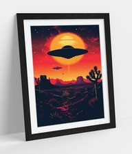 Listing image for FLYING SAUCER UFO IN THE DESERT -FRAMED ART PICTURE PAPER PRINT