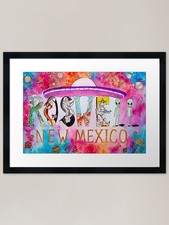 Listing image for Roswell Watercolor Alien/UFO Art Fr Framed Wall Art Poster Canvas Print Picture