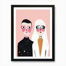 Listing image for Couple In Space Art Print Framed Wall Art Poster Canvas Print Picture