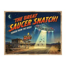 Listing image for Retro Movie Poster, Classic 1950s Cinema Print, UFO Invasion, 8" x 10.5"