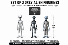 Listing image for Set of 3 Grey Alien Figurines Hand Painted UFO Alien Decor Collectible AU