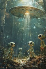Listing image for ALIEN UFO FLYING SAUCER CANVAS PICTURE PRINT WALL ART