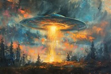 Listing image for Disclosure Day UFO Alien Canvas Picture Print Wall Art