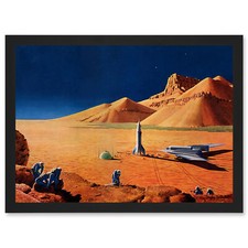 Listing image for Science Fiction Landscape Desert Space Ship Rocket Plane Mars Framed A3 Wall Art